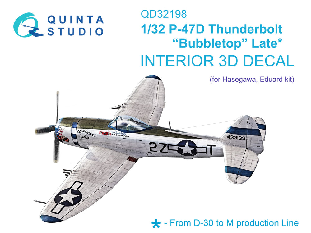 Quinta Studio QD32198 1:32 P-47D Bubbletop Late 3D Interior Decal