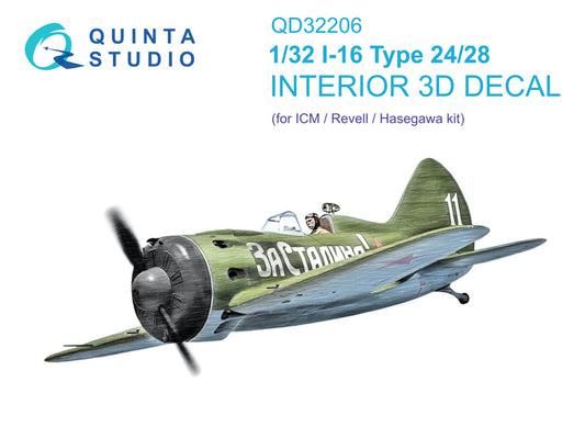 Quinta Studio QD32206 1:32 I-16 Type 24/28 3D Interior Decal