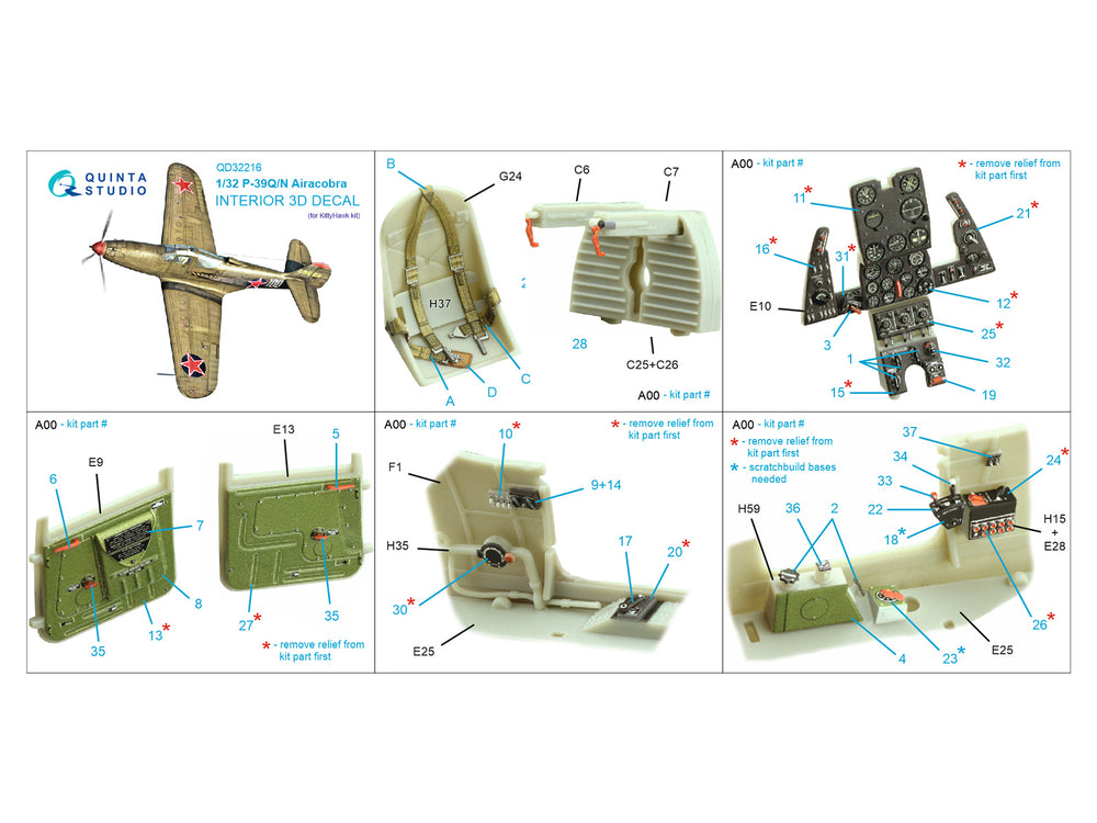 Quinta Studio QD32216 1:32 P-39Q/N Airacobra 3D Interior Decal