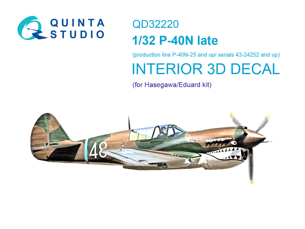 Quinta Studio QD32220 1:32 P-40N Late 3D Interior Decal