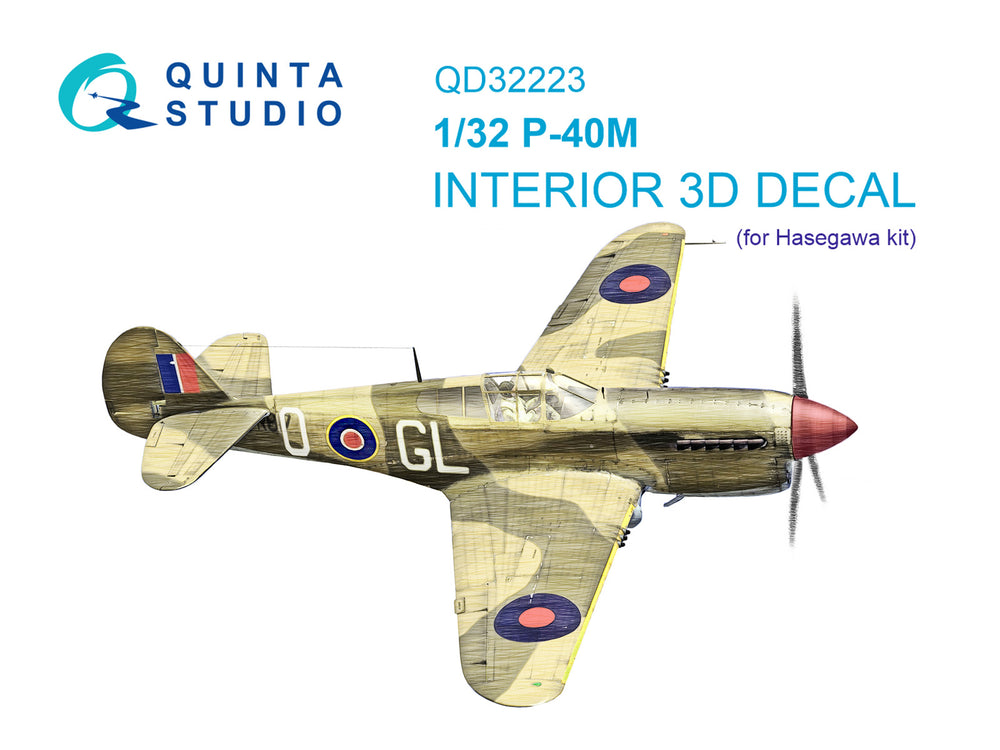 Quinta Studio QD32223 1:32 Curtiss P-40M 3D-Printed Interior Decals