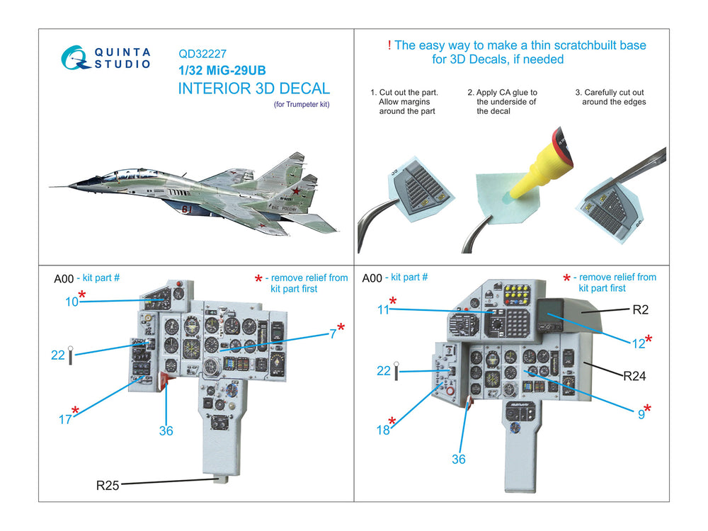 Quinta Studio QD32227 1:32 Mikoyan MiG-29UB 3D-Printed & coloured Interior