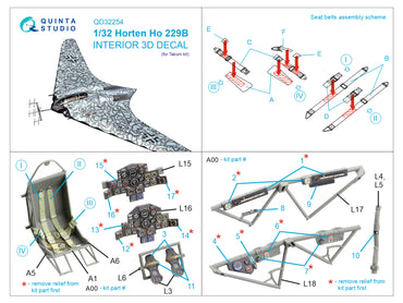 Quinta Studio QD32254 1:32 Horten Ho-229B 3D Interior Decal