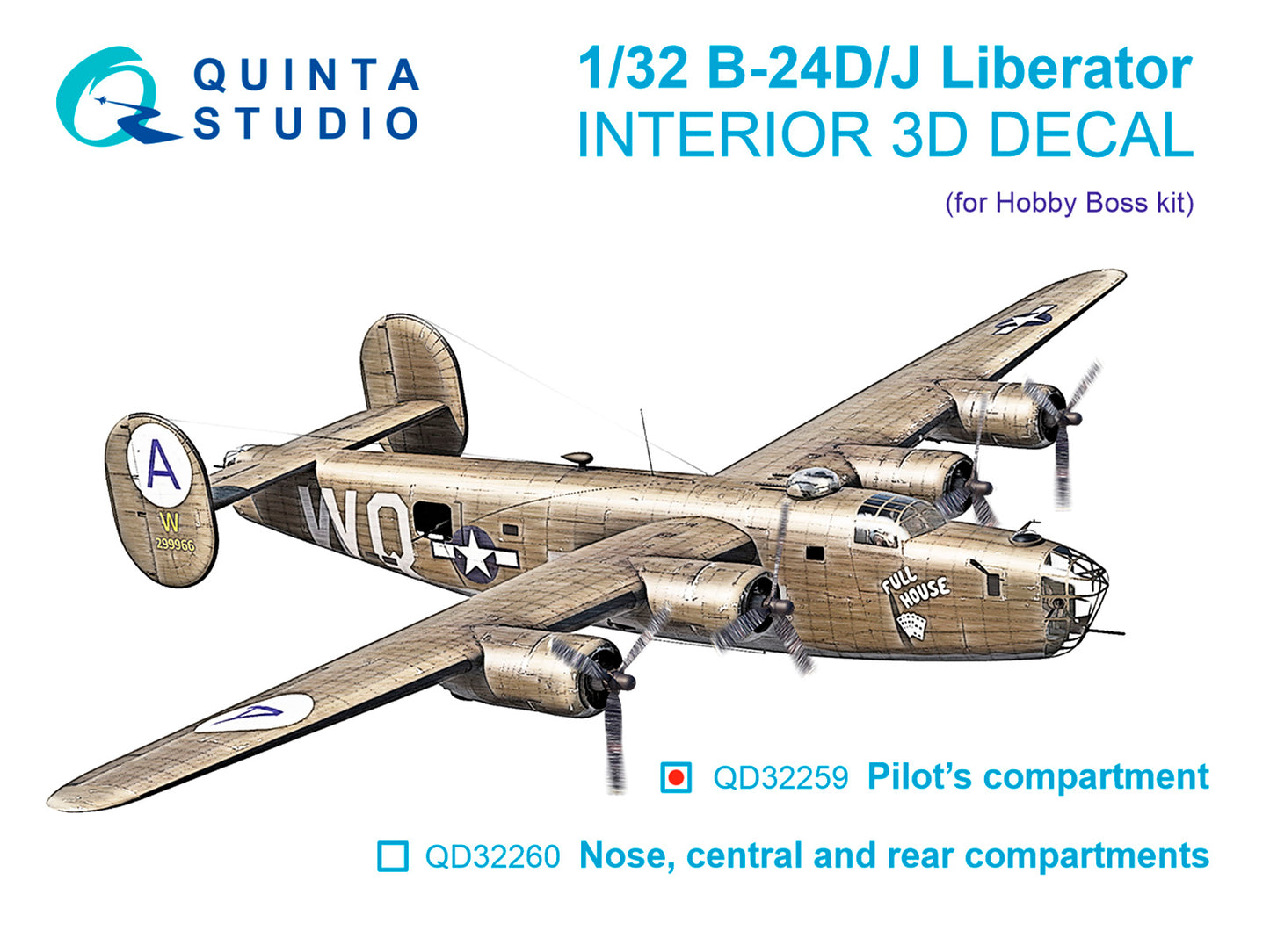 Quinta Studio QD32259 1:32 B-24D/J Pilot Compartment 3D Interior
