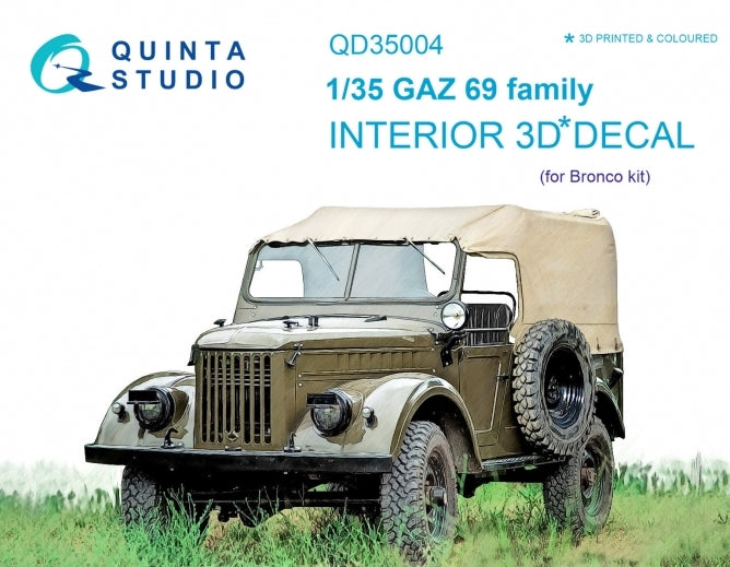 Quinta Studio QD35004 1:35 GAZ 69 Family 3D-Printed Interior Decals