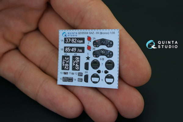 Quinta Studio QD35004 1:35 GAZ 69 Family 3D-Printed Interior Decals