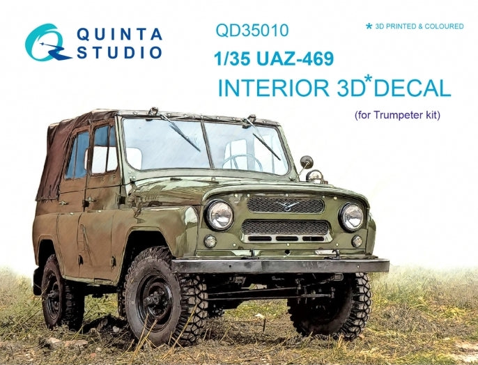 Quinta Studio QD35010 1:35 UAZ 469 3D-Printed coloured Interior on decal paper