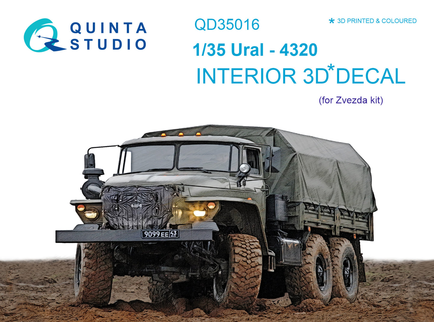 Quinta Studio QD35016 1:35 Ural 4320 3D-Printed coloured Interior on decal paper