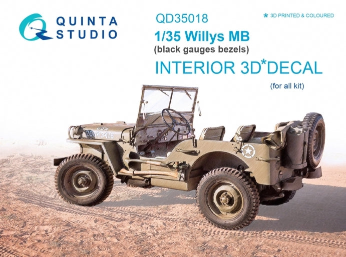 Quinta Studio QD35018 1:35 Willys Jeep MB 3D-Printed Interior Decals