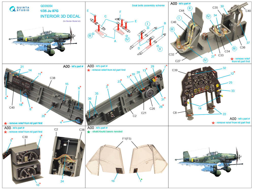 Quinta Studio QD35054 1:35 Ju-87G Stuka 3D Interior Decal