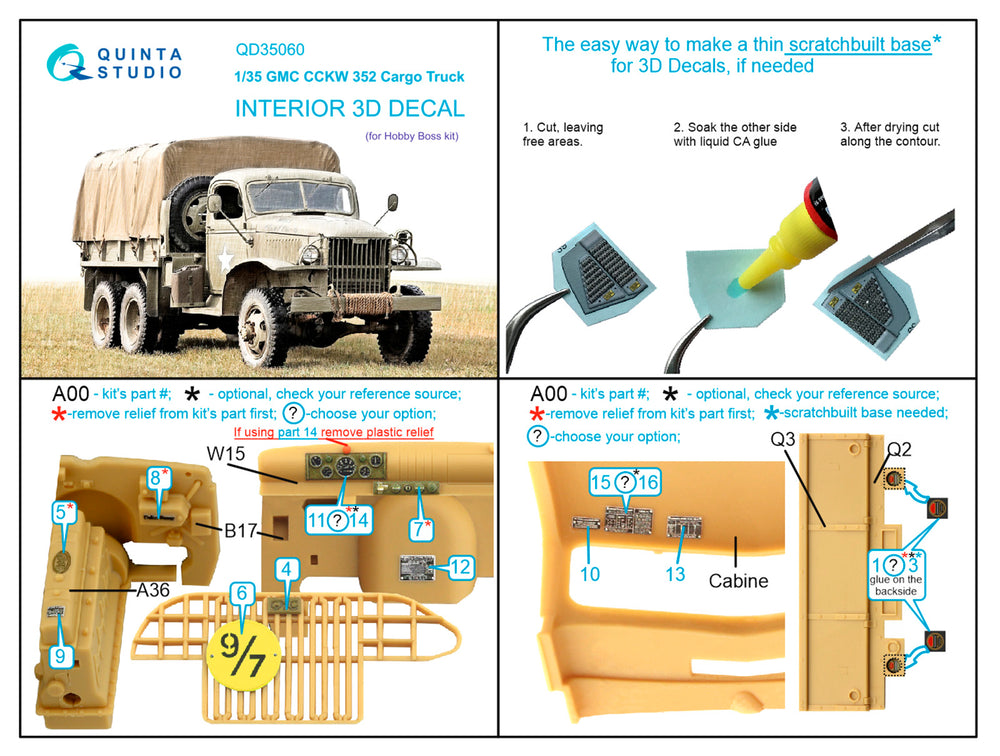Quinta Studio QD35060 1:35 GMC CCKW 352 Cargo Truck 3D Interior