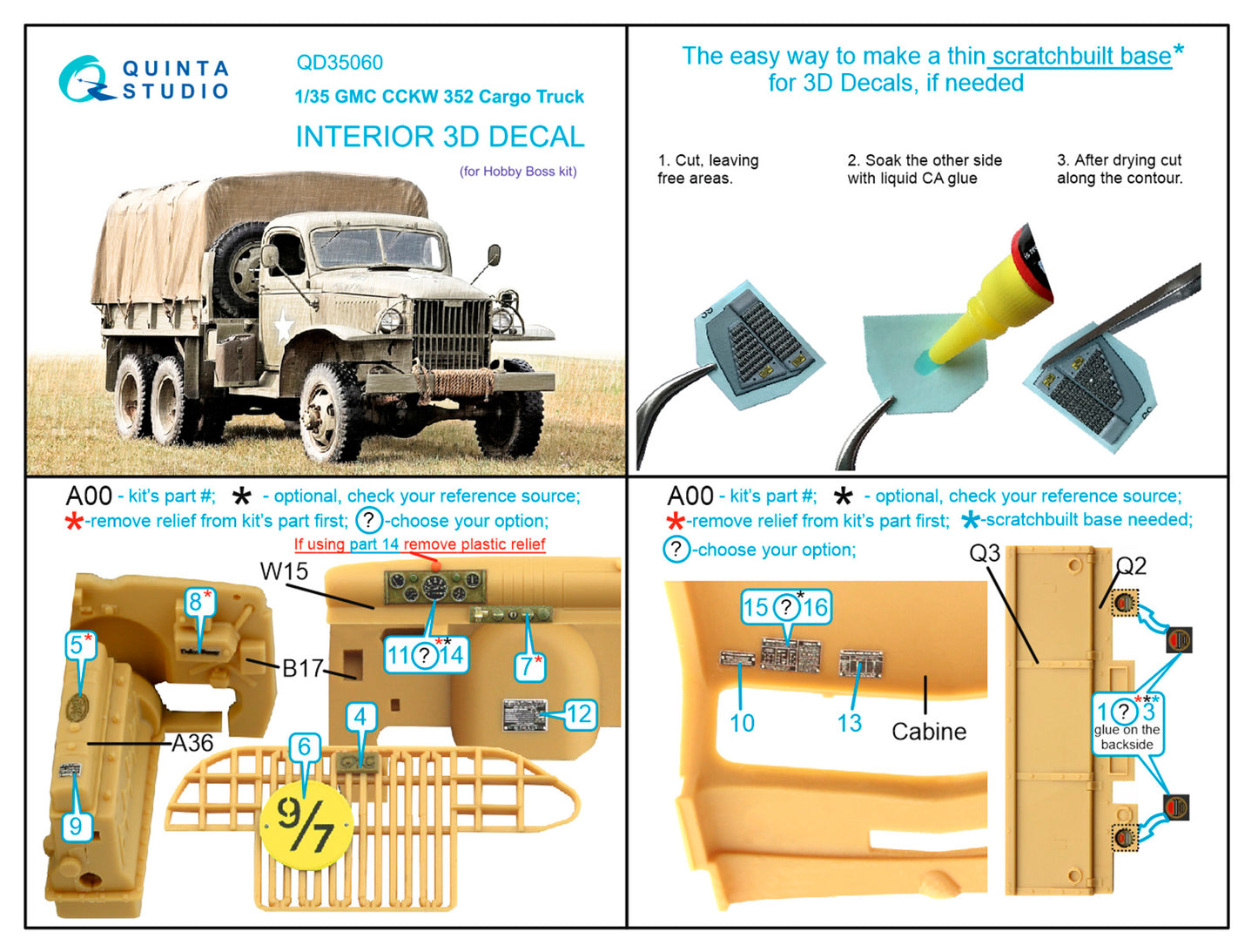 Quinta Studio QD35060 1:35 GMC CCKW 352 Cargo Truck 3D Interior