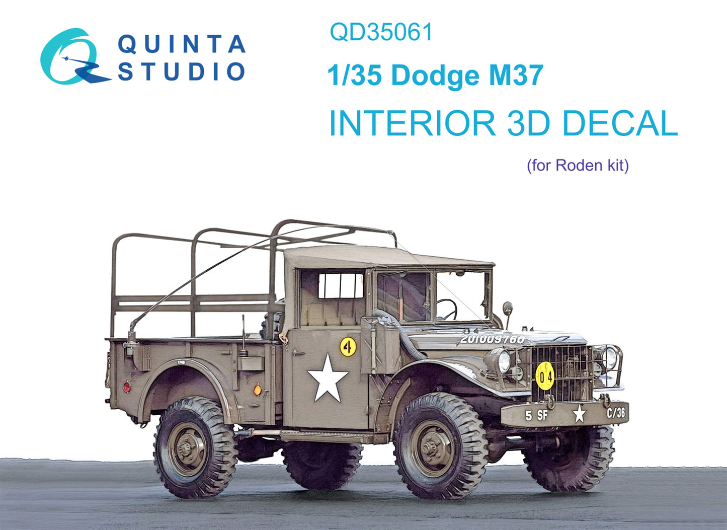 Quinta Studio QD35061 1:35 Dodge M37 3D-Printed coloured Interior on decal paper