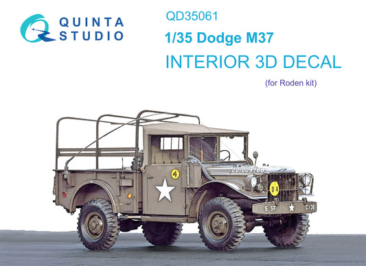 Quinta Studio QD35061 1:35 Dodge M37 3D-Printed coloured Interior on decal paper