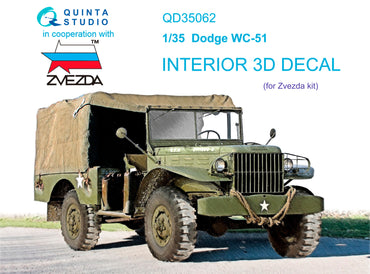 Quinta Studio QD35062 1:35 Dodge WC-51 3D-Printed Interior Decals