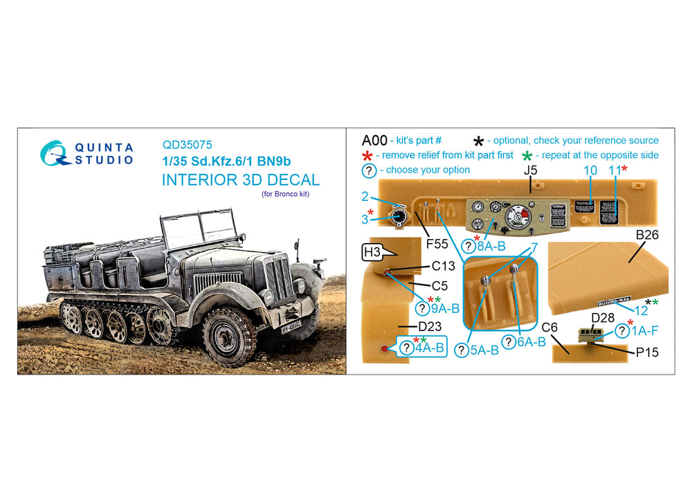 Quinta Studio QD35075 1:35 Sd.Kfz.6/1 Mittlerer Zugkraftwagen 5t