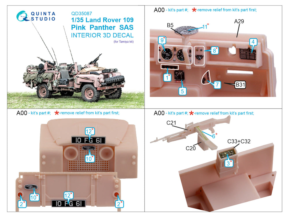 Quinta Studio QD35087 1:35 SAS Land Rover Pink Panther 3D Interior