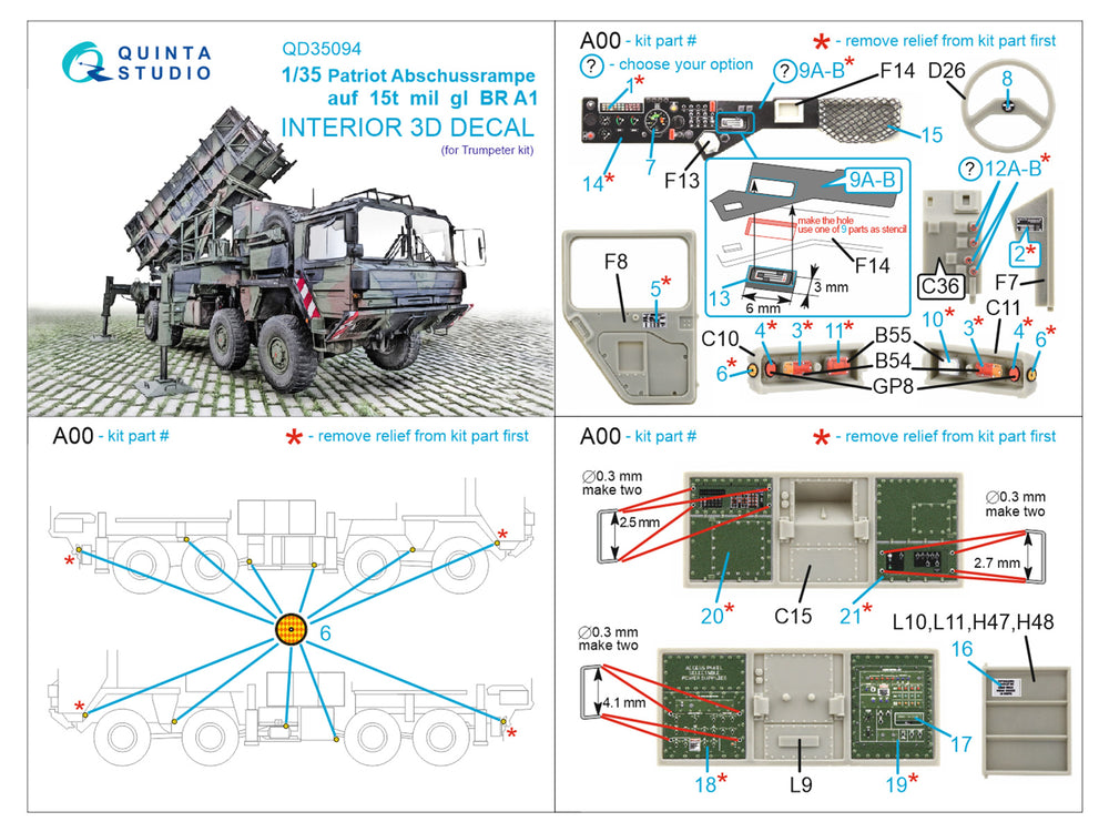 Quinta Studio QD35094 1:35 German Patriot Launcher 3D Interior