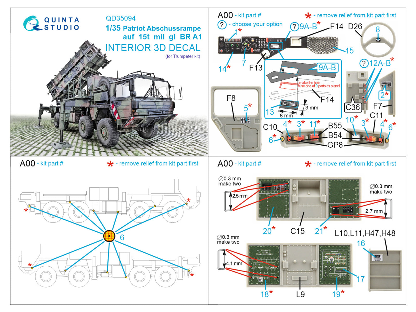 Quinta Studio QD35094 1:35 German Patriot Launcher 3D Interior