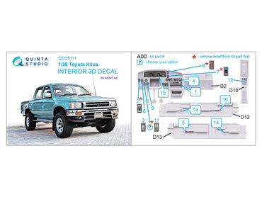 Quinta Studio QD35111 1:35 Toyota Hilux 3D-Printed Interior Decals