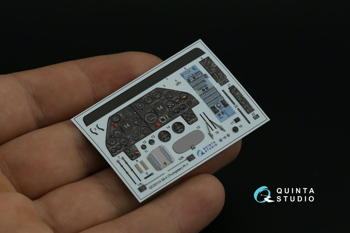 Quinta Studio QD35114 1:35 Mil Mi-4 3D-Printed coloured Interior on decal paper