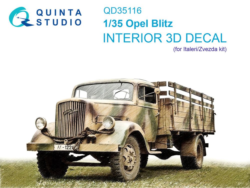 Quinta Studio QD35116 1:35 Opel Blitz 3 ton Truck 3D Interior Decal