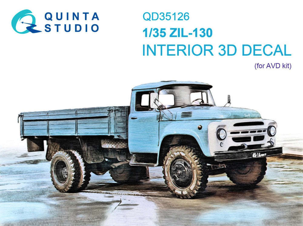 Quinta Studio QD35126 1:35 ZIL-130 3D-Printed coloured Interior on decal paper