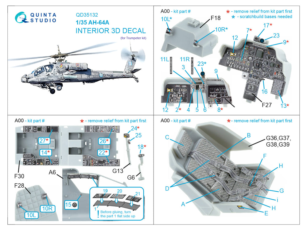 Quinta Studio QD35132 1:35 AH-64A Apache 3D Interior Decal