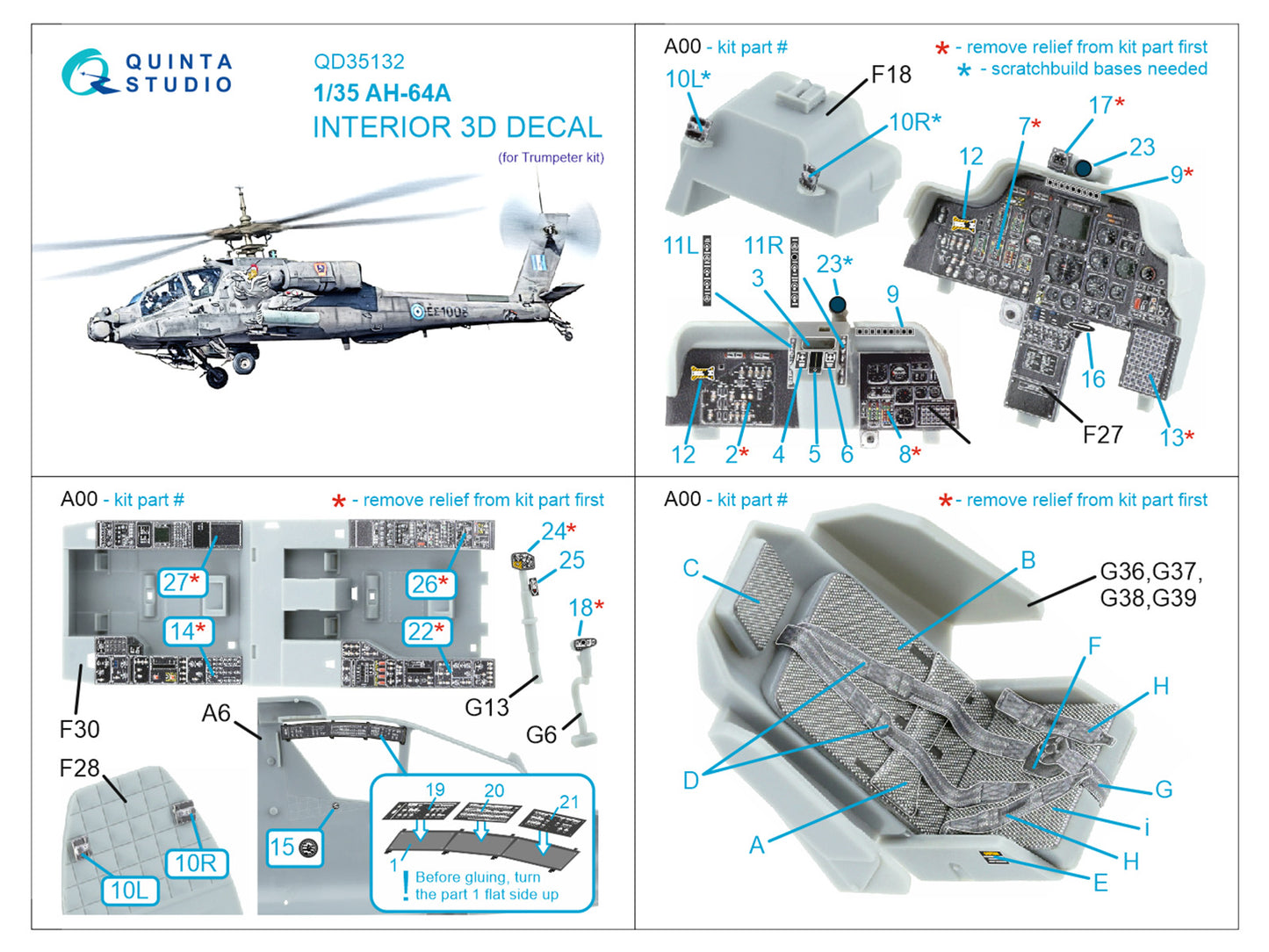 Quinta Studio QD35132 1:35 AH-64A Apache 3D Interior Decal