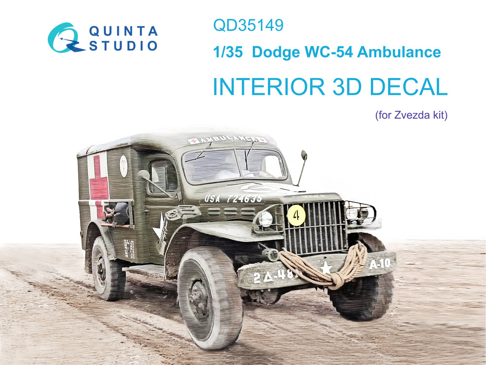Quinta Studio QD35149 1:35 Dodge WC-54 Ambulance 3D Interior Decal