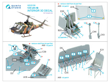 Quinta Studio QD35158 1:35 Bell UH-1B 3D-Printed Interior decal