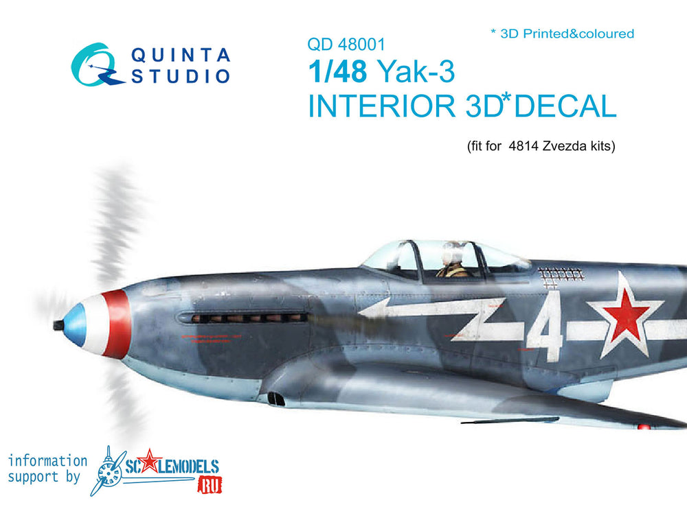 Quinta Studio QD48001 1:48 Yakovlev Yak-3 3D-Printed Interior Decals
