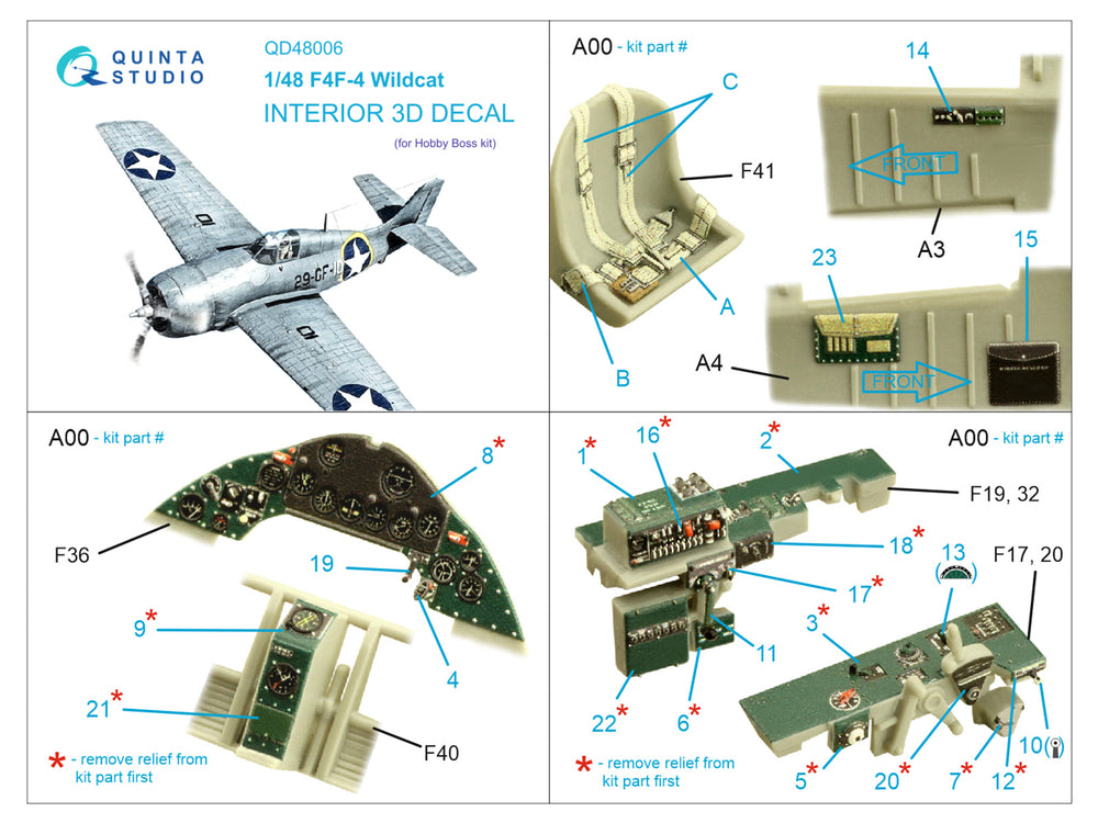 Quinta Studio QD48006 1:48 F4F-4 Wildcat 3D Interior Decal