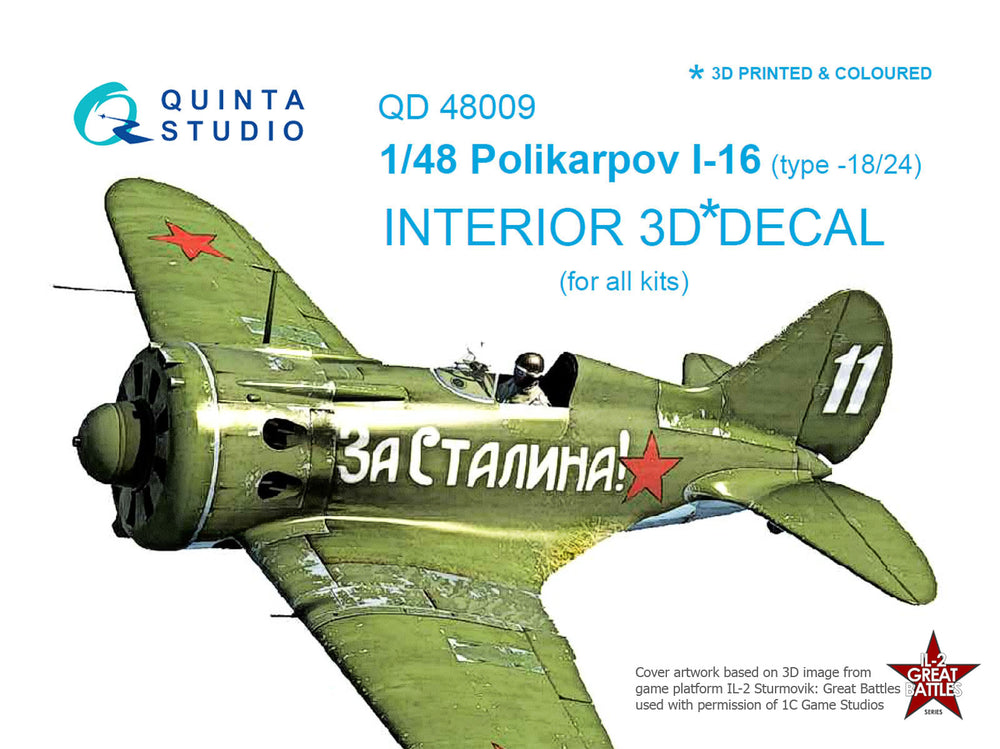 Quinta Studio QD48009 1:48 I-16 Type 18/24 3D Interior Decal