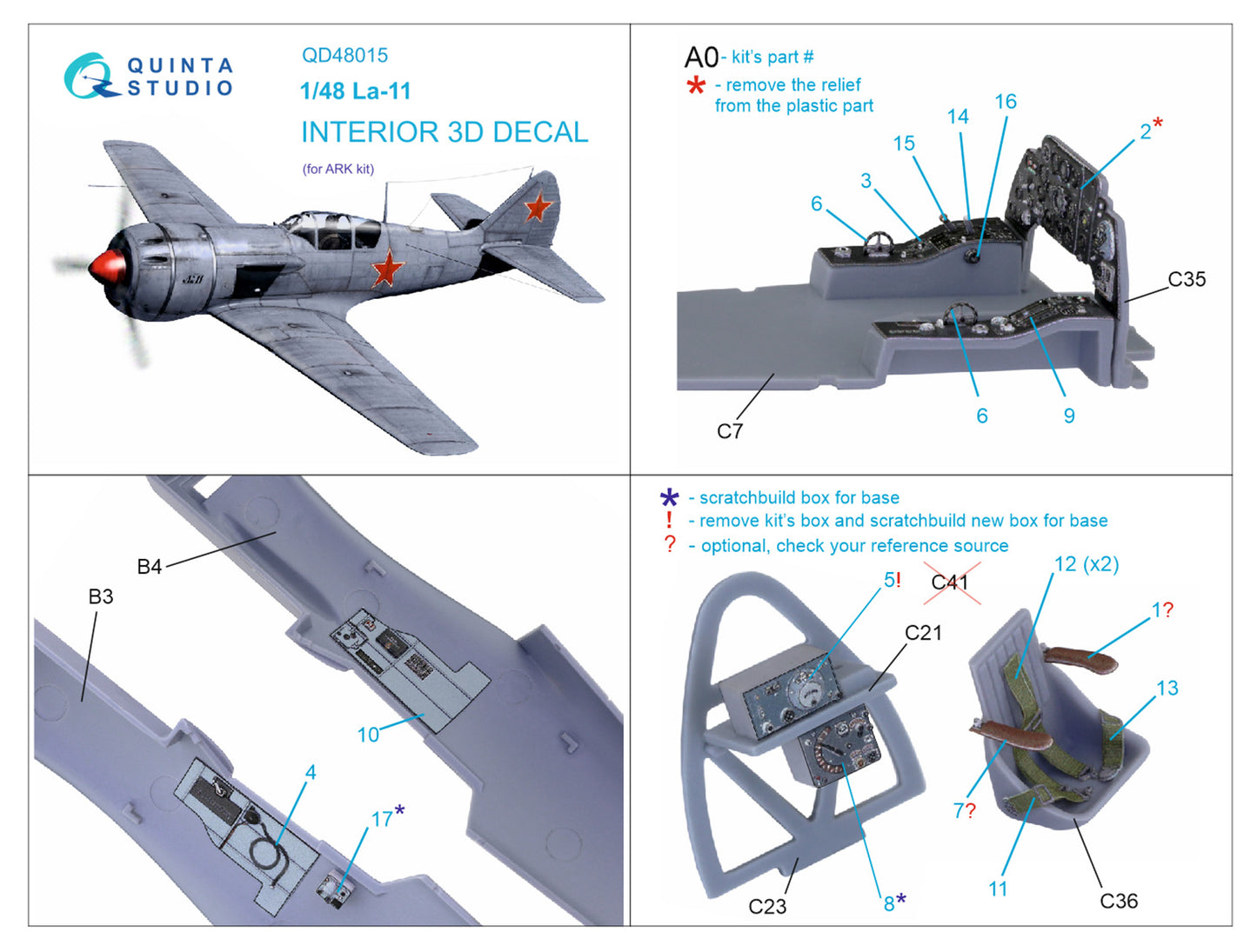 Quinta Studio QD48015 1:48 Lavochkin La-11 3D Interior Decal
