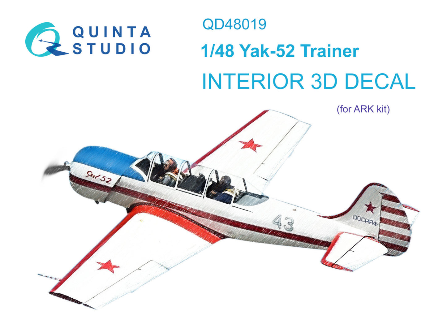 Quinta Studio QD48019 1:48 Yak-52 3D-Printed coloured Interior on decal paper