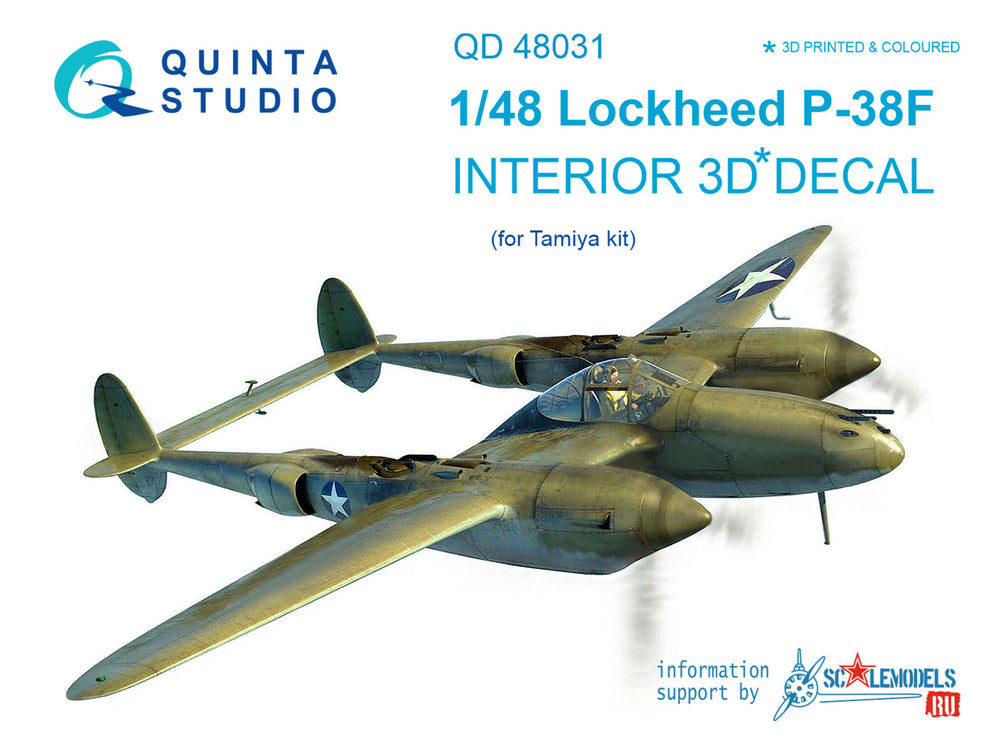 Quinta Studio QD48031 1:48 P-38F Lightning 3D Interior Decal