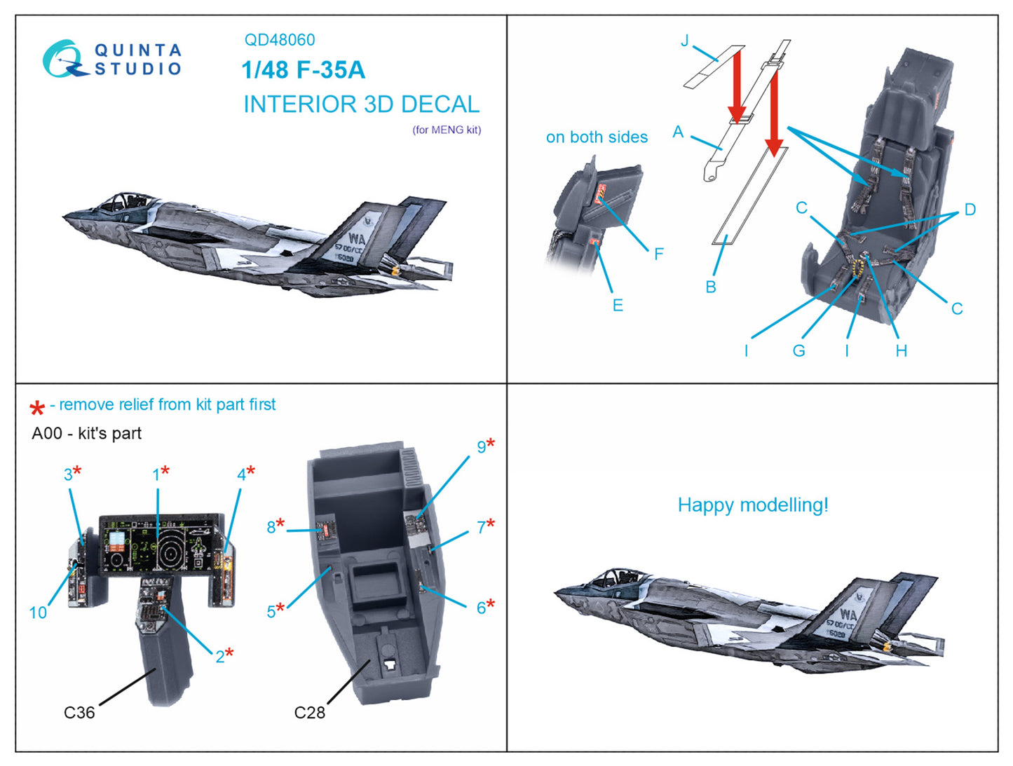 Quinta Studio QD48060 1:48 F-35A Lightning II 3D Interior Decal