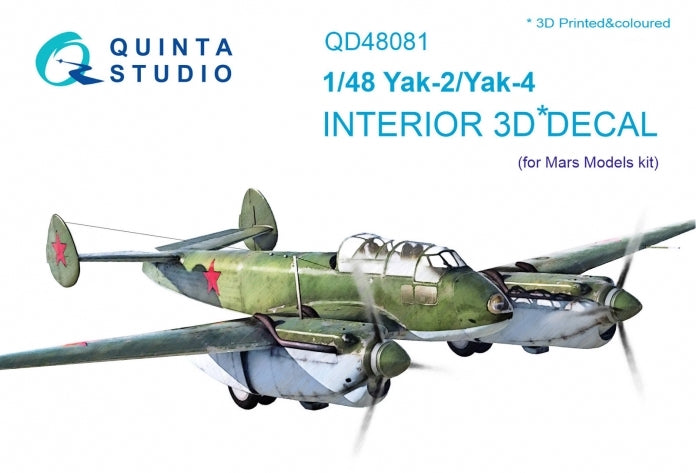 Quinta Studio QD48081 1:48 Yak-2/Yak-4 3D Interior Decal