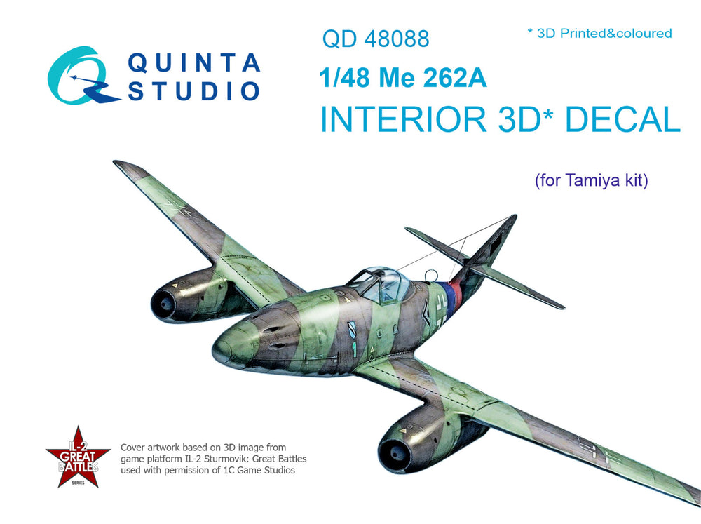 Quinta Studio QD48088 1:48 Me-262A-1a 3D Interior Decal