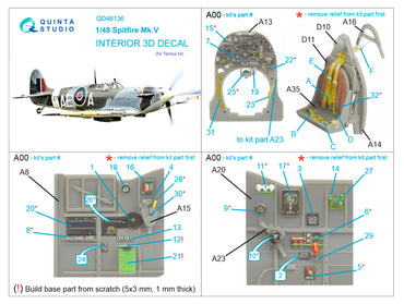 Quinta Studio QD48136 1:48 Spitfire Mk.V 3D Interior Decal