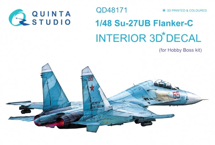 Quinta Studio QD48171 1:48 Sukhoi Su-27UB 3D-Printed Interior Decals