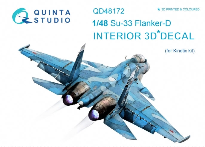 Quinta Studio QD48172 1:48 Sukhoi Su-33 3D-Printed Interior Decals