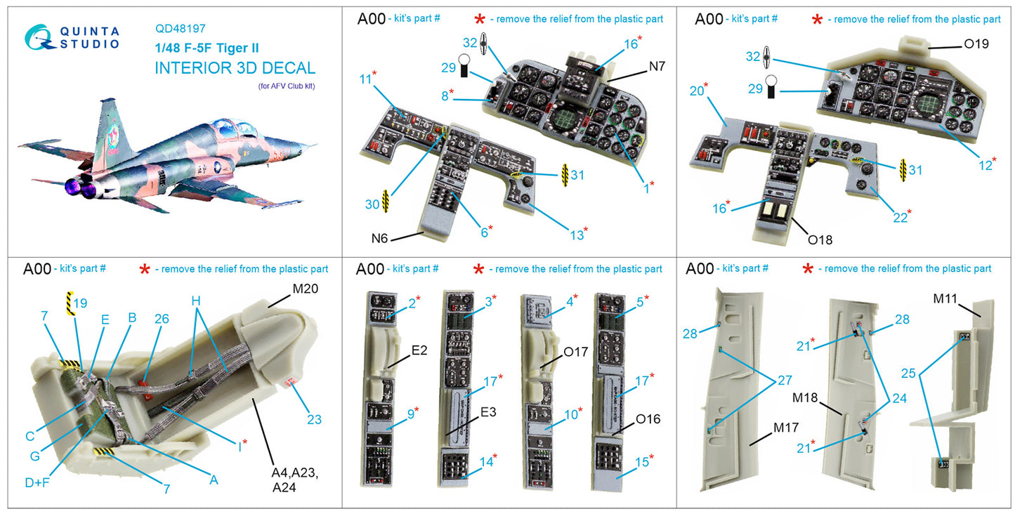 Quinta Studio QD48197 1:48 F-5F Tiger II 3D Interior Decal