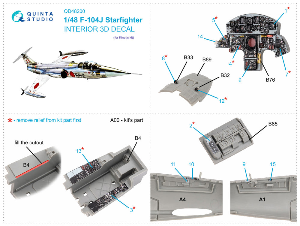 Quinta Studio QD48200 1:48 F-104J Starfighter 3D Interior Decal