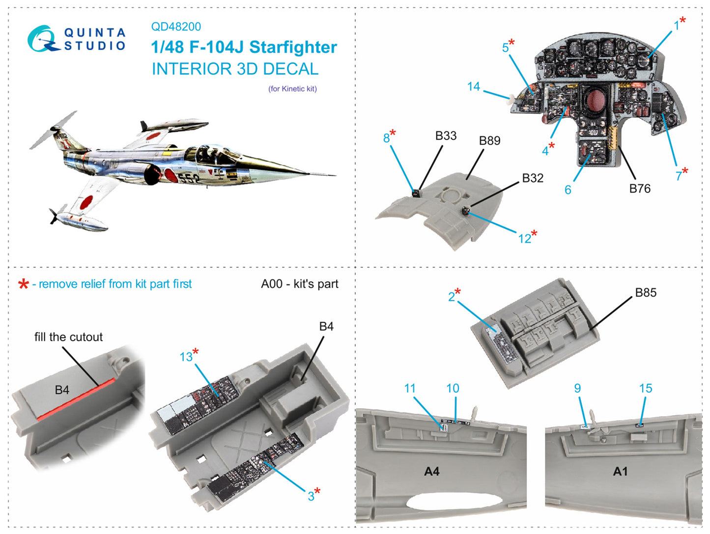 Quinta Studio QD48200 1:48 F-104J Starfighter 3D Interior Decal