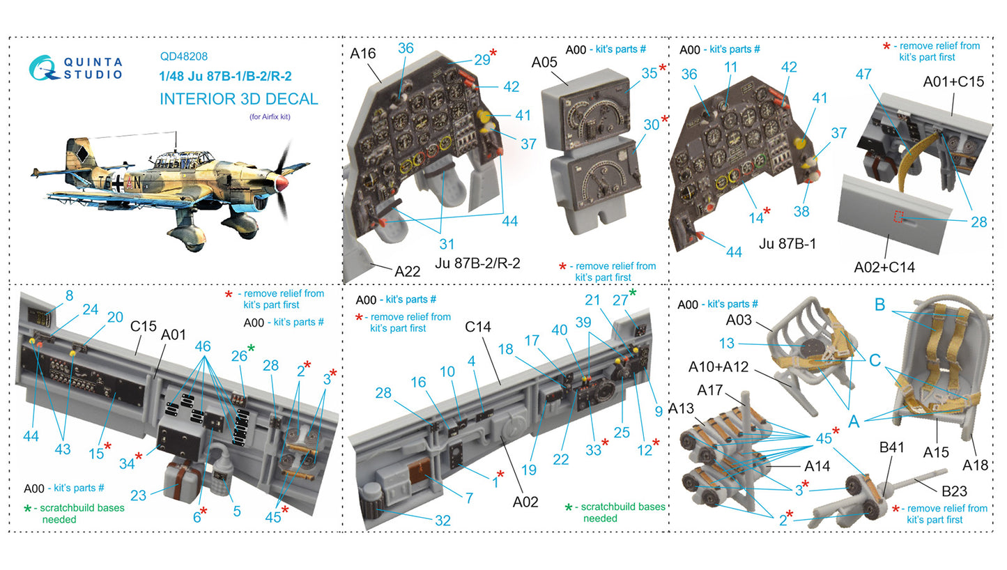 Quinta Studio QD48208 1:48 Ju-87B-1/2/R-2 Stuka 3D Interior Decal