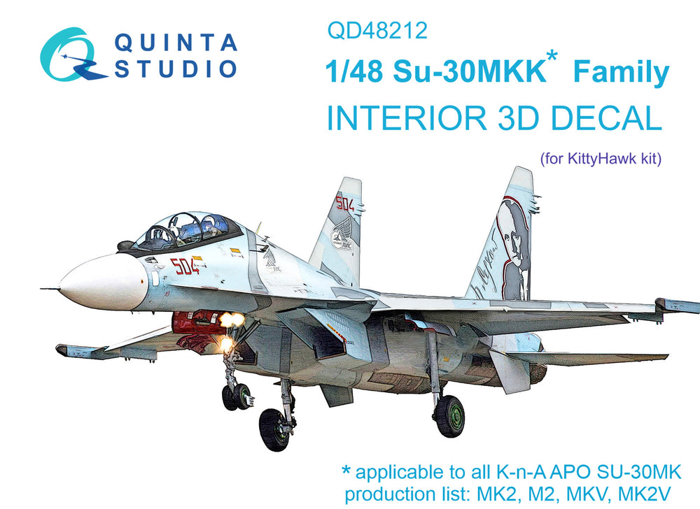 Quinta Studio QD48212 1:48 Su-30MKK 3D Interior Decal