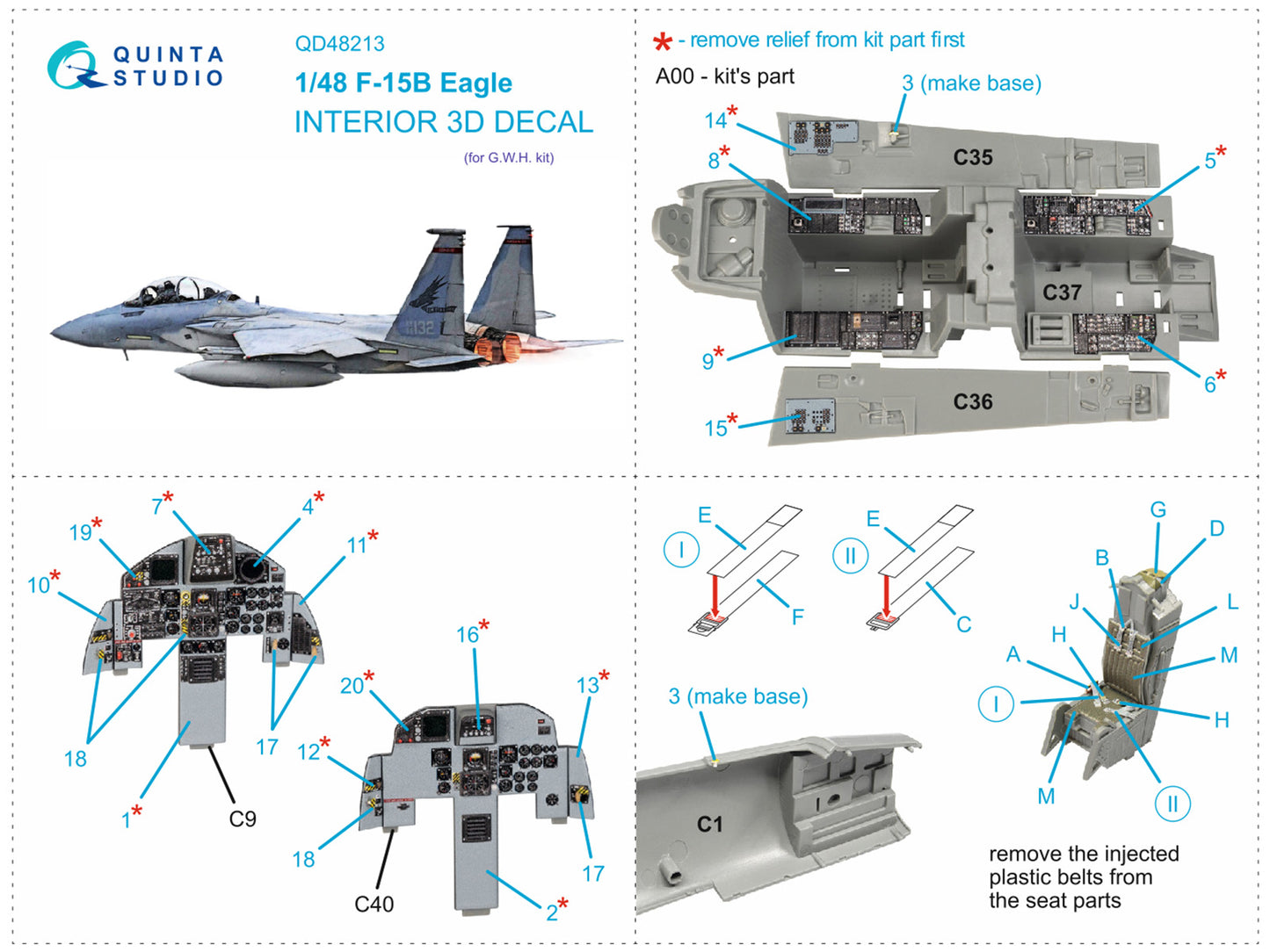 Quinta Studio QD48213 1:48 F-15B Eagle 3D Interior Decal