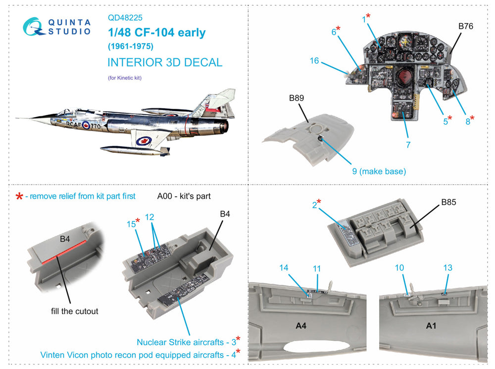 Quinta Studio QD48225 1:48 CF-104 Starfighter Early 3D Interior